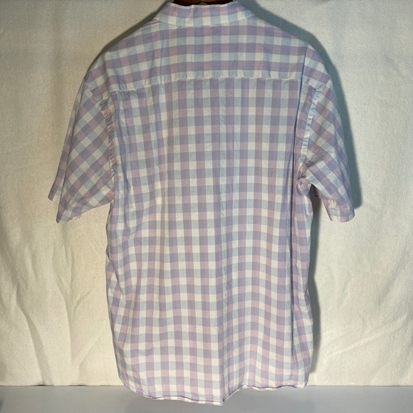 Japanese Koolbiz Button down shirt purple short sleeve XXL plaid - Picture 4 of 8
